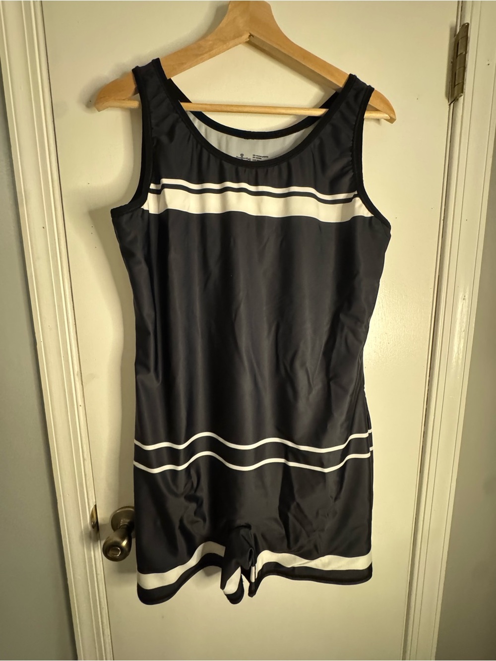BEEFCAKE Black and White Striped Swimwear One-Piece